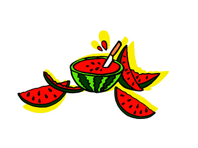 Watermelon handdrown illustration sticker vector