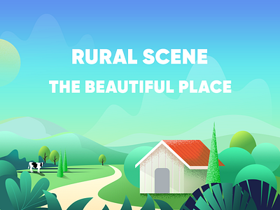 The rural scene illustration rural village
