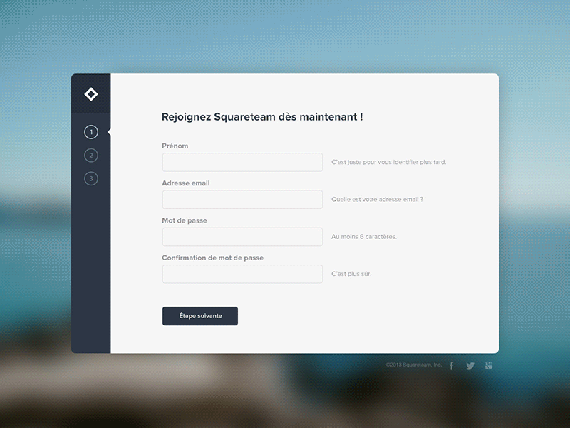 Squareteam - Sign Up Form app avatar background blur form french sign up square squareteam team web