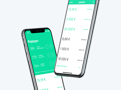Salaiiire - Convertir plusieurs salaires bruts en salaires nets app clean finance french green ios iphone minimal salaire salary