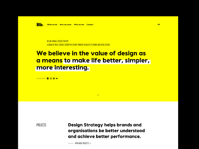 New website for Minale Design Strategy art direction black datocms development web web design webdesign white yellow