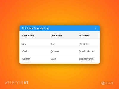 Weekly UI #1 grid list table ui weekly weeklyui