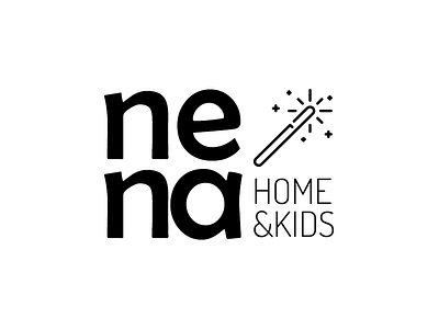 Nena Home & Kids Logo Design baby black home kid kids logo logo design nena white wizard