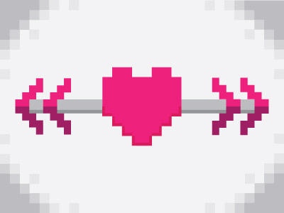 Heartz arrow bit gray heart pink pixel