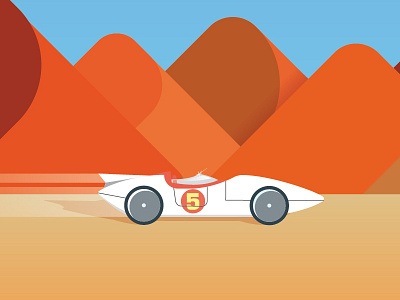 Mach5 car desert illustration mach simple speed racer vehicle
