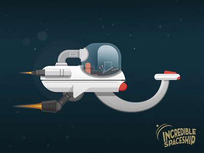 Spaceship artwork flat illustration poster space spaceship vector