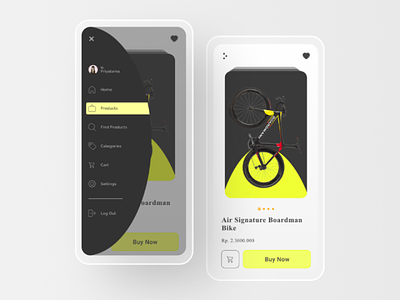 dragBike UI Design app bike clean desainuiux rp design dribbble e coomerce minimal shot sidebar simple ui