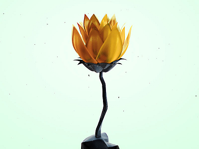 Obsidian gloden flower 3d