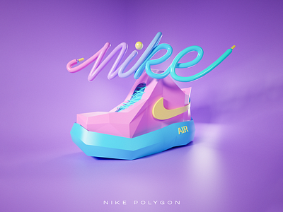 Nike Polygon 3d branding design graphic design lowpoly nike typography