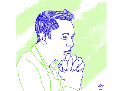 Elon Musk Portrait illustrated in Line Art custom portrait design digital illustration digital portrait doodle doodleart doodles handdrawn illustration linearart