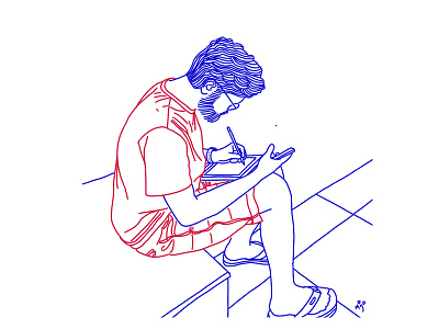 Boy doodling - Portrait illustrated in Line Art custom portrait digital illustration digital portrait doodle doodleart doodles handdrawn illustration linearart lineart