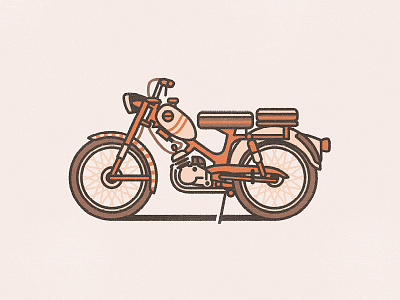 1960s Harley Davidson M50 Motorcycle adobeillustrator design flat illustration motorcycle stroke vector