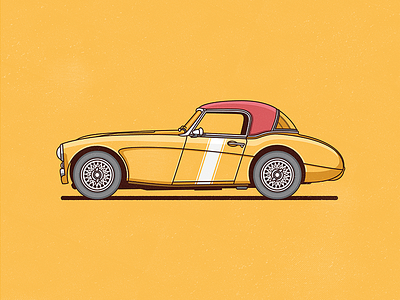 Austin Healey car flat illustration vector yellow