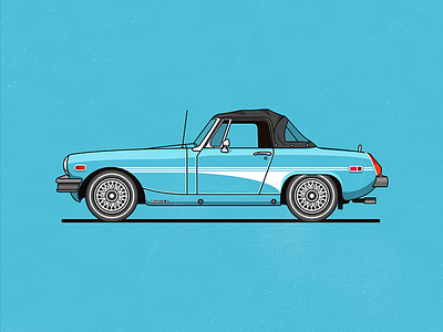 MG Midget blue car flat illustration vector