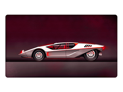 Modified Lancia Stratos HF Zero concept car illustration illustrator red vector