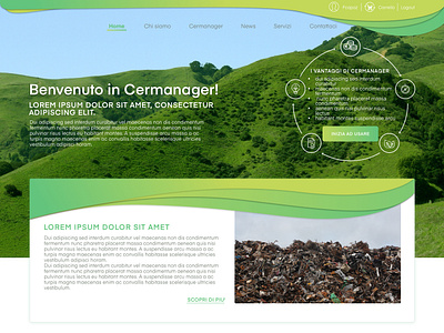Desktop interface for a waste disposal platform desktop environment landing page design recycling ui waste