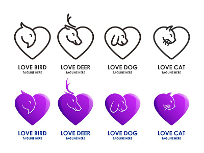 love pet bird cat deer dog logo love pet