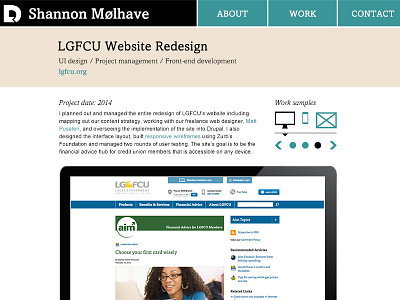 Project Page navigation portfolio web design