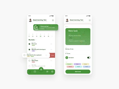 Time management app app app design calendar clean ui dailyinspiration design green interface time management ui uidesign ux uxdesign