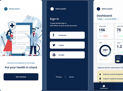 Health App that can help someone live for a long period of time ui ux