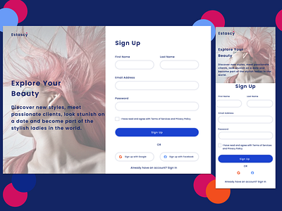 Sign Up Page 100daysuidesign dailyui day001 signup uidesign