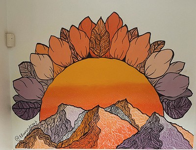"Awakening" Mural colorful art denver feminine design illustration illustrator mountains mural muralist sunset