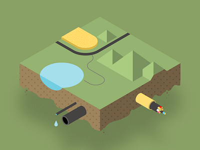 A piece of land green illustration isometric vector