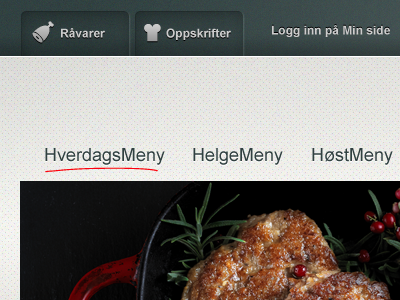 Food website navigation texture webdesign