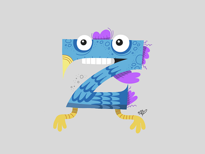 Z. Bird abc alphabet bird cartoon character