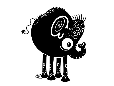 Black Elephant animal cartoon cartoon character character doodle doodles doodling elephant graphics illustration kids silhoutte