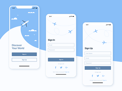 Sign in | Sign up ios login mobile app mobile design sign in sign up travel travel app ui