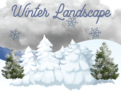 Illustrate a winter landscape scene