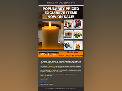 Newsletter for GenWax candle candles email general wax genwax items newsletter online shopping shop