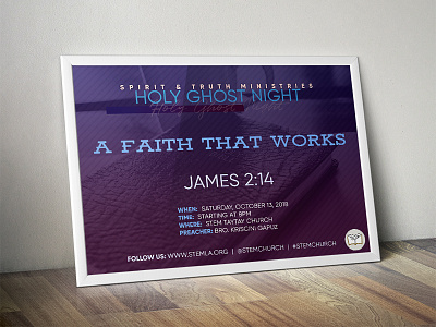 STEM Church | HGN : Holy Ghost Night Poster (A Faith That Works) art artwork church church event design event graphic design philippines print print design social media stem stem church