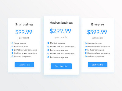 Pricing tables blue clean free pricing simple table trial white