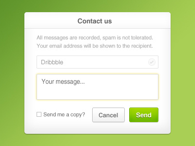 Simple contact form cancel contact design form green message send simple ui white
