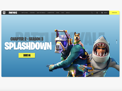 Daily UI 003 / Landing Page adobe xd adobexd daily ui daily ui challenge dailyui003 epic games fortnite landing page ui web design webpage webpage design website website design website interface