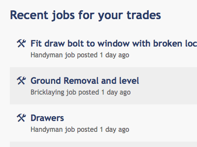 Recent jobs animated flat icon list mybuilder tradesmen