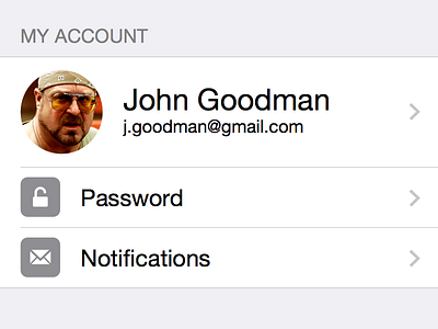 My Account icons ios john goodman settings ui