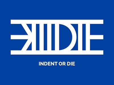 Indent Or Die 2 block colour logo simple