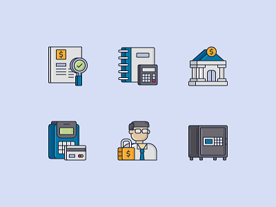 Finance Icons with 3D colored line style