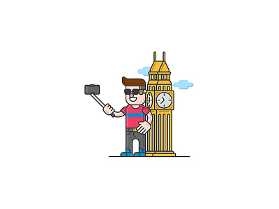 Travelling Series - Big Ben, London artwork big ben character illustration landmark lineart london selfie shot travelling vector