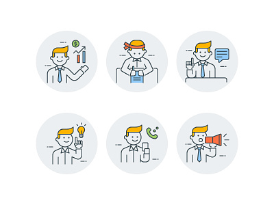 Business People Icon Set broadcast business consultant icon ideas on call presentation working