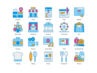 Instagram Highlight Icons attraction baking camera cinema community cooking grocery icons instagram highlight instagram story location museum music video recipe restaurant shop sporting goods theme park ticket zoo