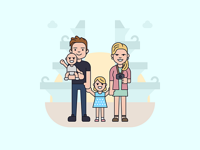 Jansen family goes to Bali bali family portrait illustration illustrator travelling vacation vector illustration