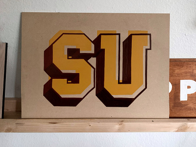 Hand Painted University Block Letter Sign