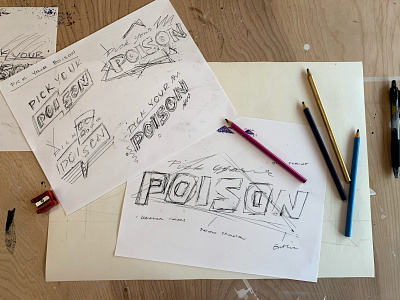 Pick Your Poison Speed Problem Process Shot blackandwhite design hand drawn hand lettered hand lettering lettering letters process sketch sketchbook typography