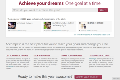 new Accompl.sh homepage homepage landing page ui
