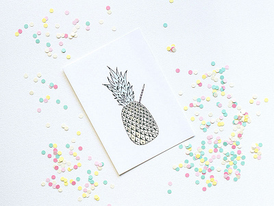 Pineapple Cake Birthday Card! birthday cake design happy birthday illustration love pineapple summer