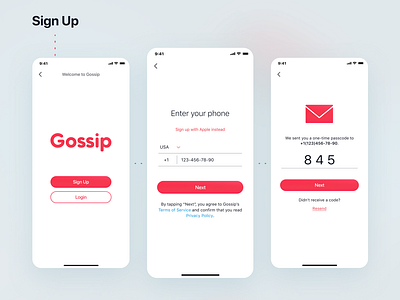 Mobile app UI: Sign Up Flow